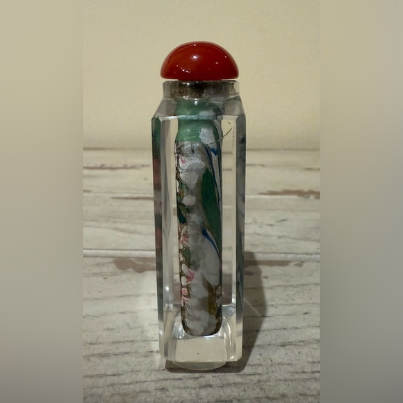 Vintage Chinese Snuff Bottle Reverse-Painted Floral - Picture 2 of 8
